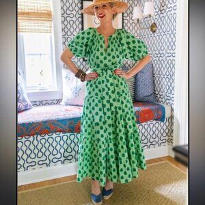 Printfresh x Pencil & Paper Co Zinnia Popover Green Floral Cotton Dress - 3X